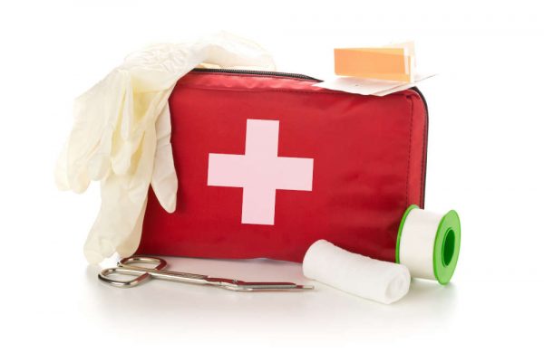 Red,First,Aid,Medical,Kit,Bag,With,Scissors,,Tape,And